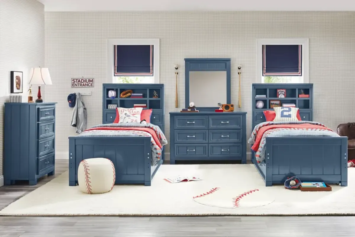 Kids Cottage Colors Navy Twin Bookcase Bedroom