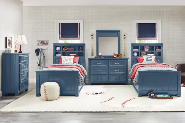 Kids Cottage Colors Navy Twin Bookcase Bedroom