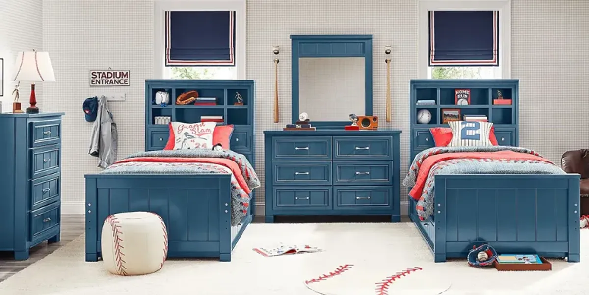 Kids Cottage Colors Navy 8 Pc Twin Bookcase Bedroom