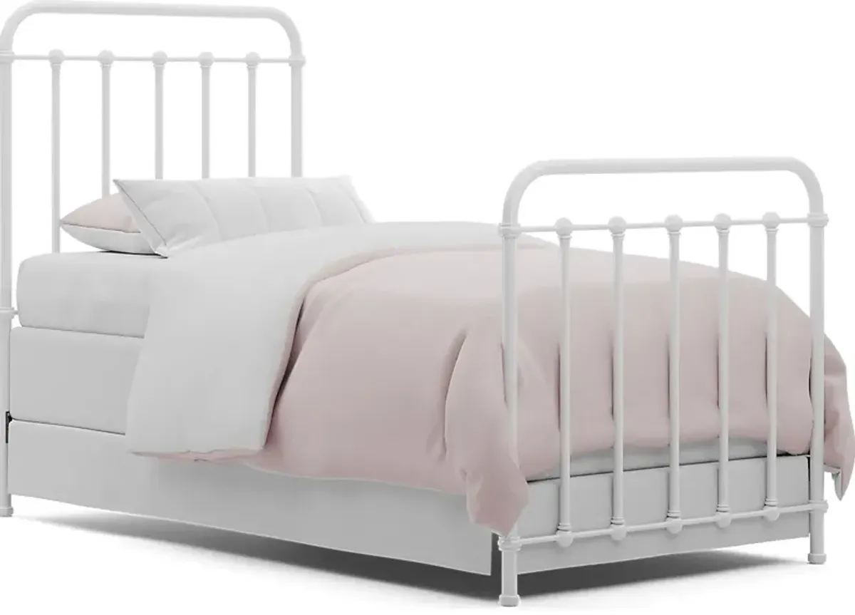 Kids South Bend Washed White 5 Pc Bedroom with Saddlerock White Twin Metal Bed