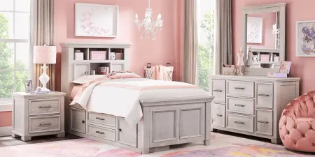 Kids Canyon Lake Ash Gray 5 Pc Twin Bookcase Bedroom with 2 Storage Side Rails