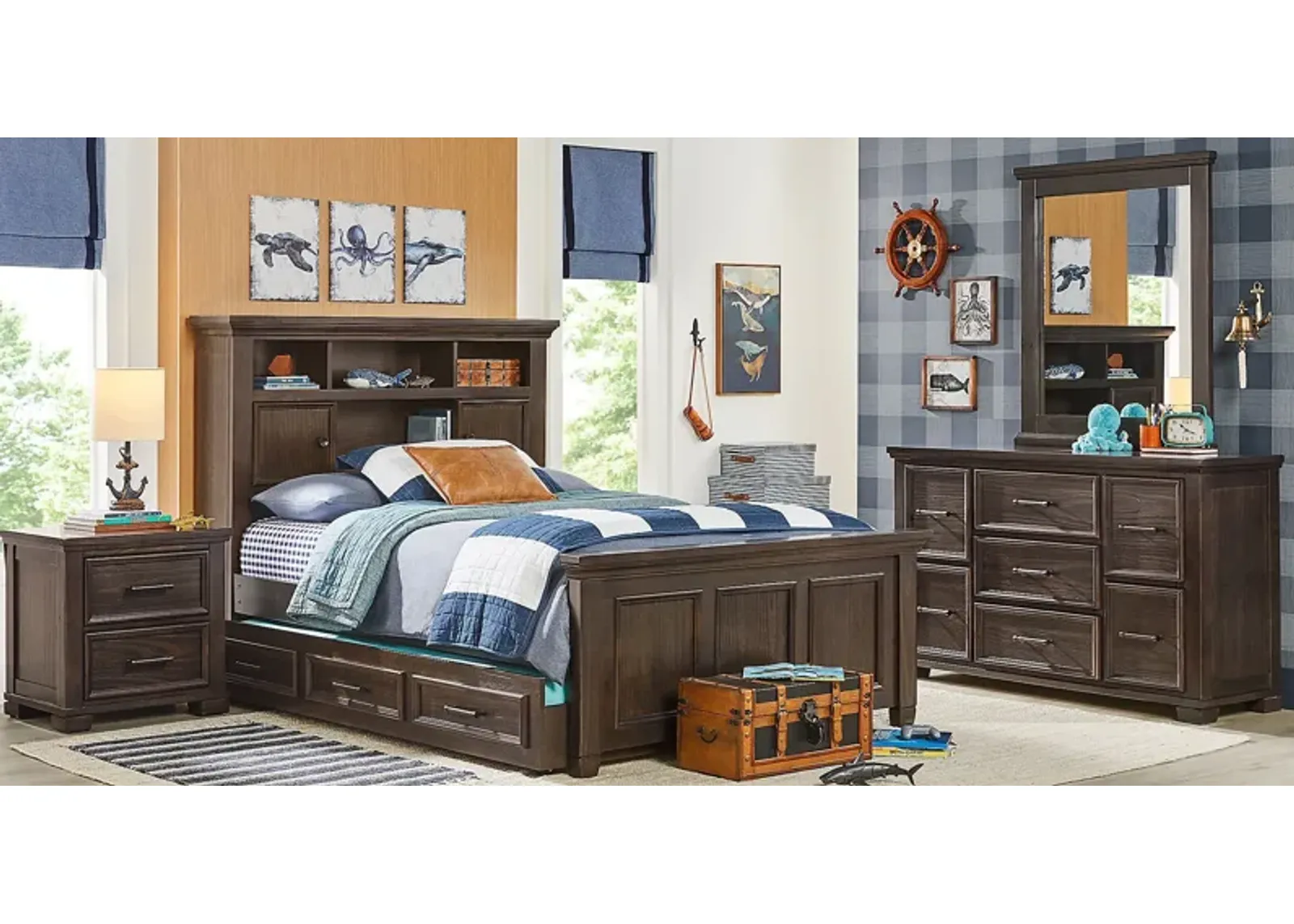 Kids Canyon Lake Java 5 Pc Full Bookcase Bedroom