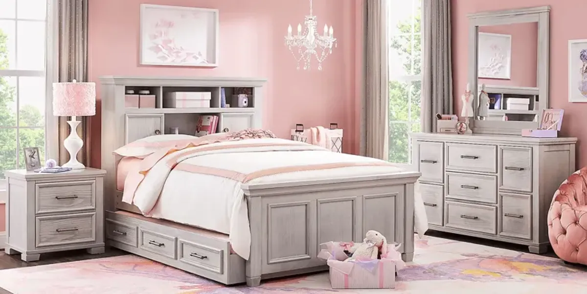 Kids Canyon Lake Ash Gray 5 Pc Full Bookcase Bedroom