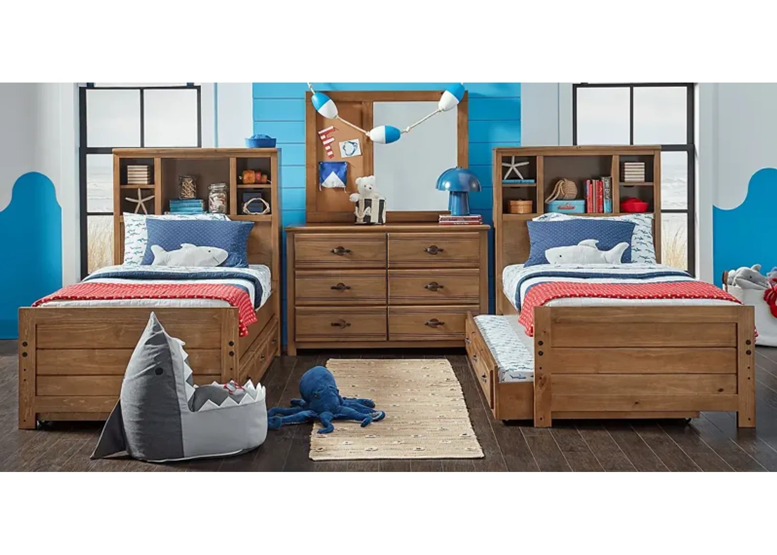 Kids Creekside 2.0 Chestnut 8 Pc Twin Bookcase Bedroom