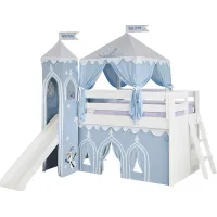 Disney Frozen White Twin Loft Bed with Activity Panel, Tower, Tent and Slide