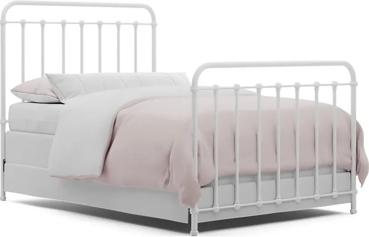 Kids South Bend Washed White 5 Pc Bedroom with Saddlerock White Metal Full Metal Bed