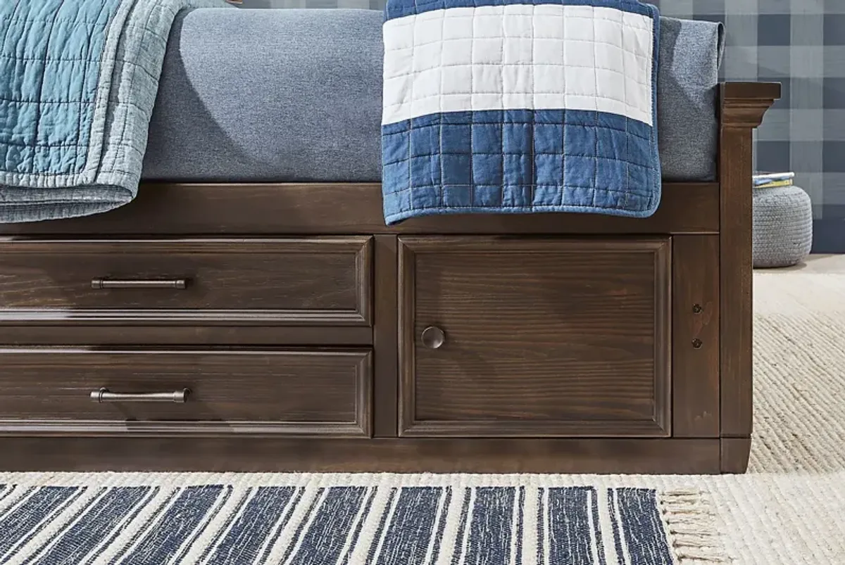 Kids Canyon Lake Java Full Bookcase Bedroom with Storage Side Rail