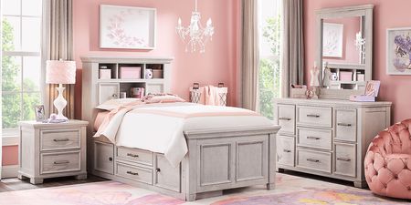 Kids Canyon Lake Ash Gray 5 Pc Full Bookcase Bedroom with Storage Side Rail