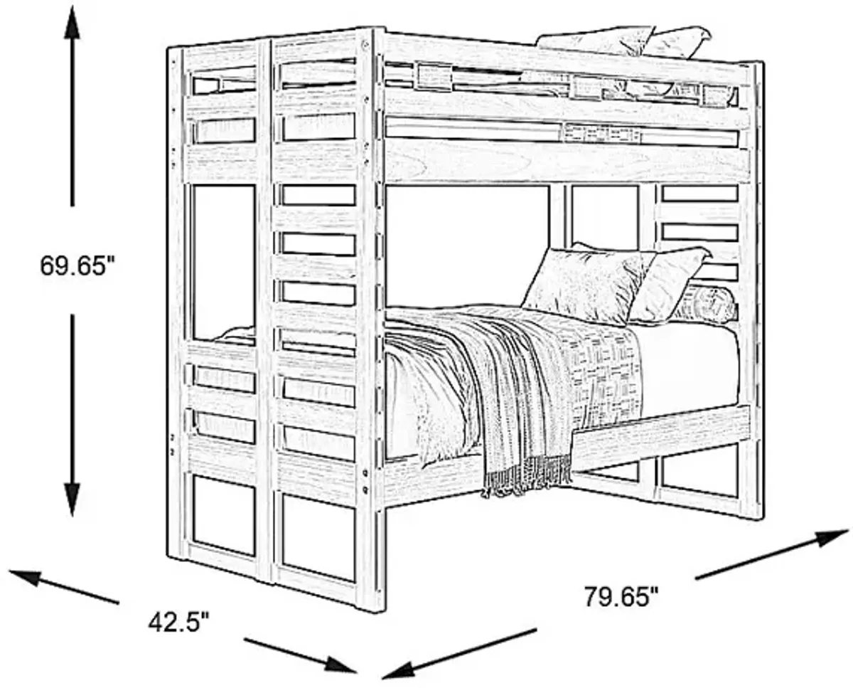 Kids Creekside 2.0 Charcoal Twin/Twin Bunk Bed