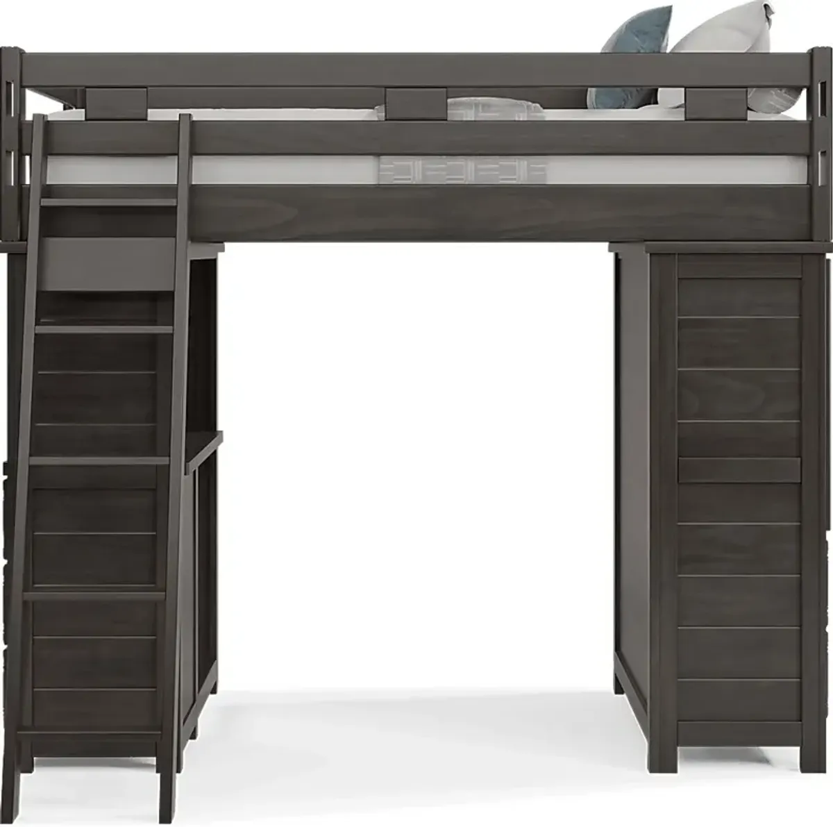 Kids Creekside 2.0 Charcoal Twin Loft with Loft Chest and Desk