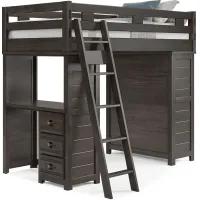 Kids Creekside 2.0 Charcoal Twin Loft with Loft Chest and Desk
