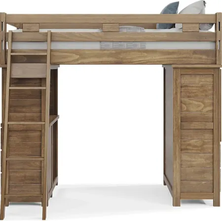 Kids Creekside 2.0 Chestnut Twin Loft with Loft Chest and Desk