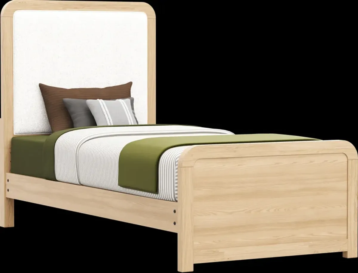 Kids Hidden Hills Light Oak Twin XL Upholstered Panel Bed