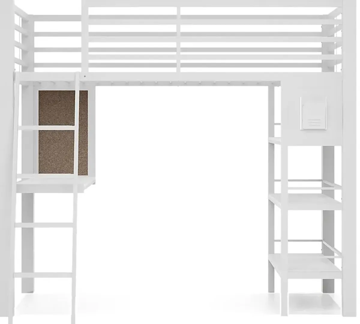 Kids Colefax Avenue White Twin Loft Bed with Desk and Bookcase