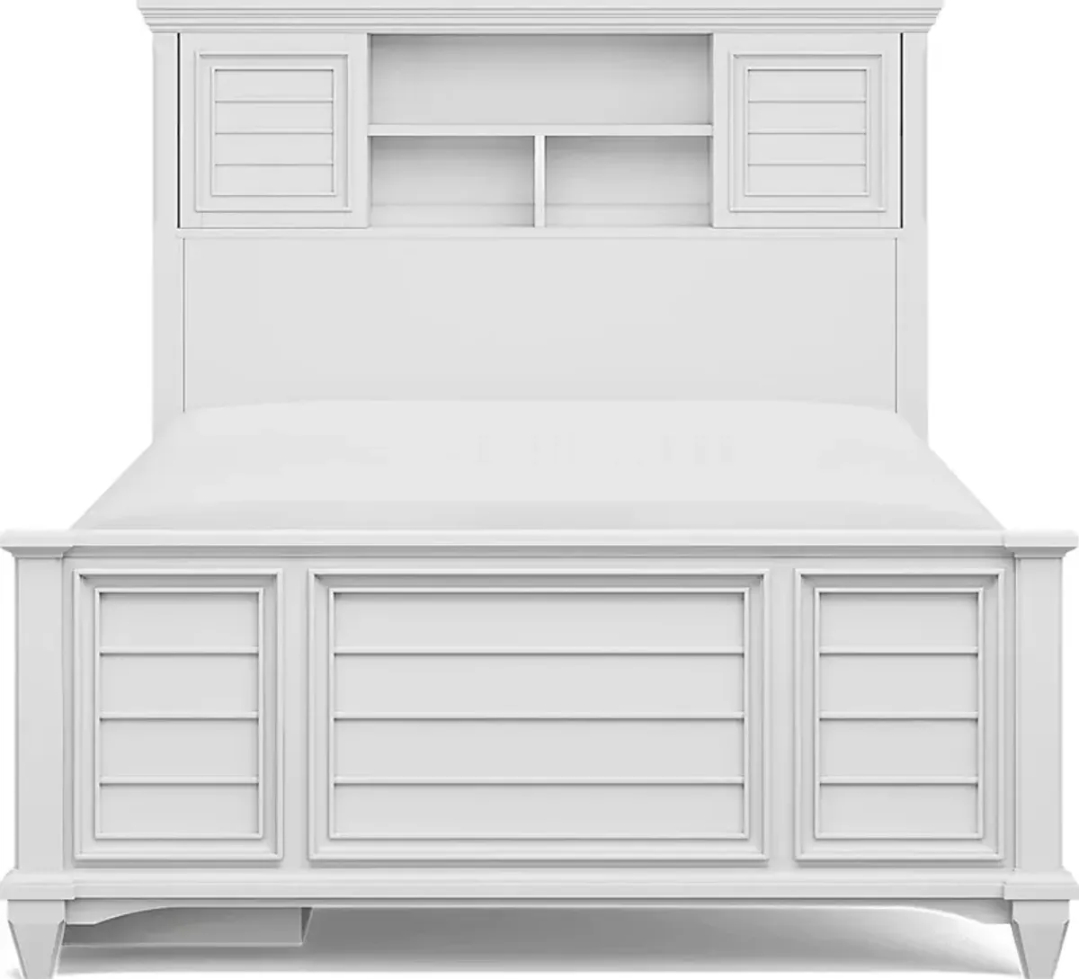 Kids Hilton Head White Full Bookcase Bed with Storage Side Rail