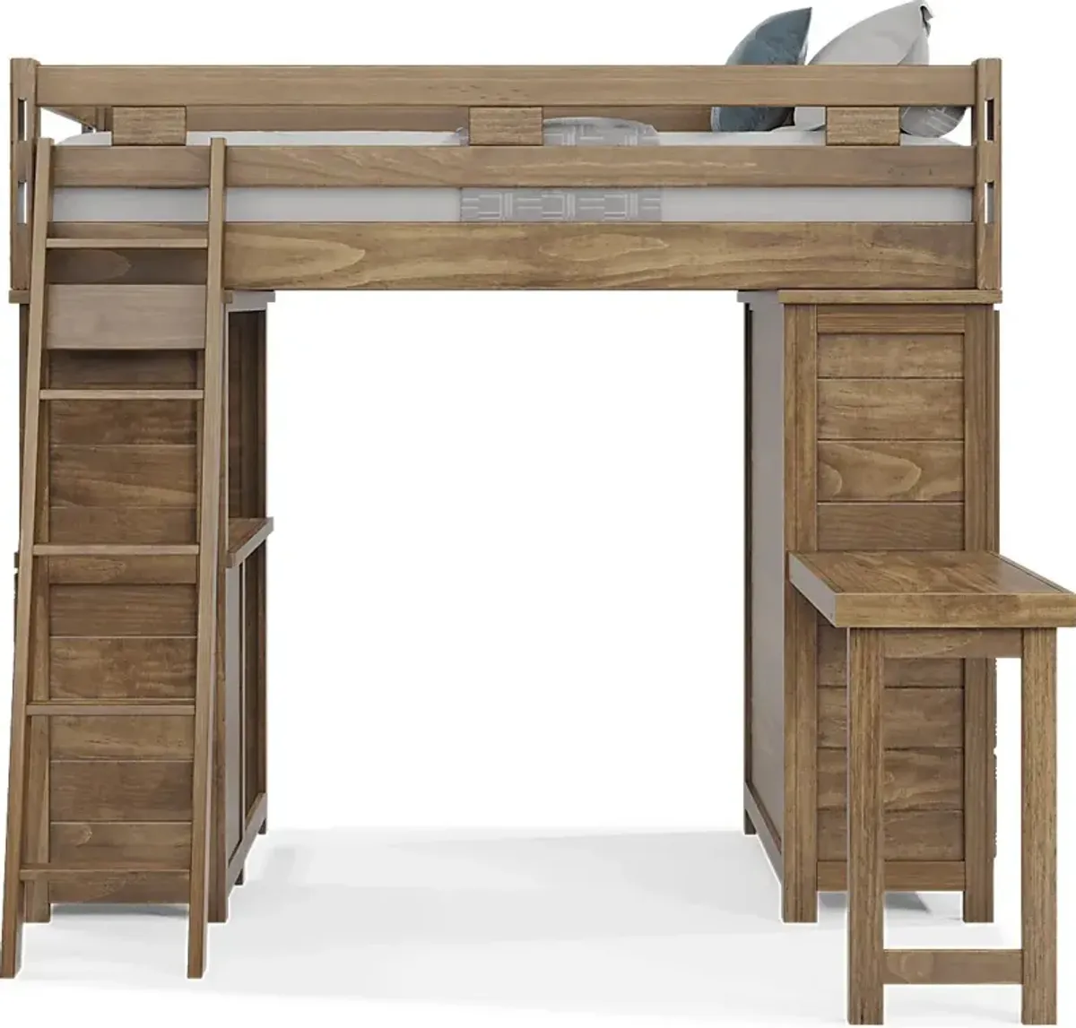 Kids Creekside 2.0 Chestnut Twin Loft with Loft Desk, Chest and Desk Attachment