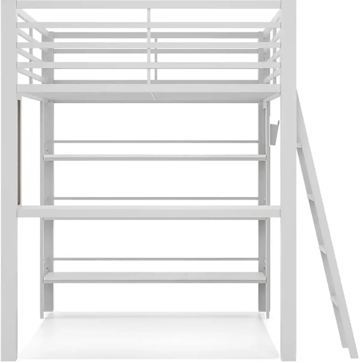 Kids Colefax Avenue White Full Loft Bed with Desk and Bookcase