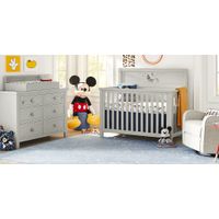 Disney Baby Starry Dreams with Mickey Mouse Gray 5 Pc Nursery with Toddler and Conversion Rails