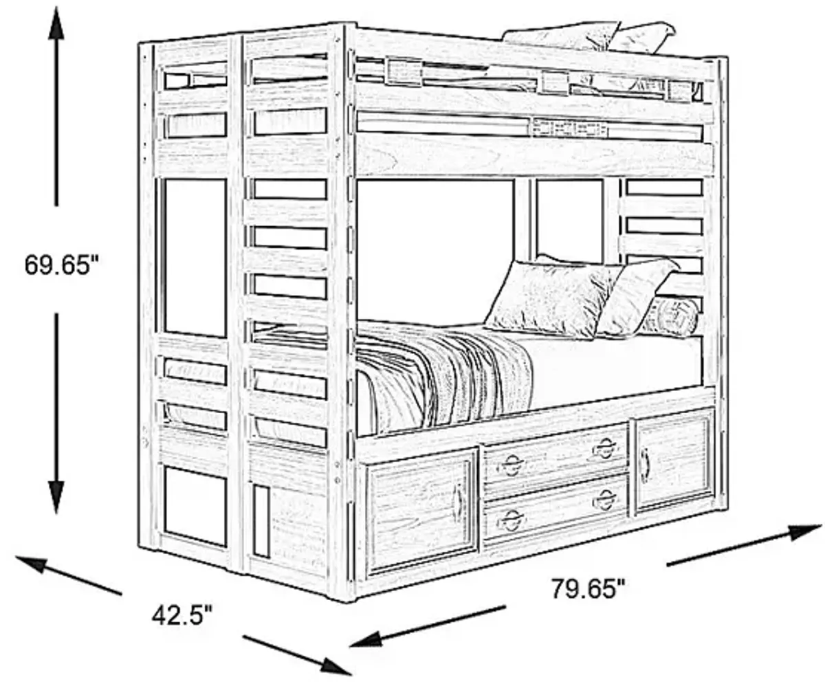 Kids Creekside 2.0 Charcoal Twin/Twin Bunk Bed with Storage Side Rail