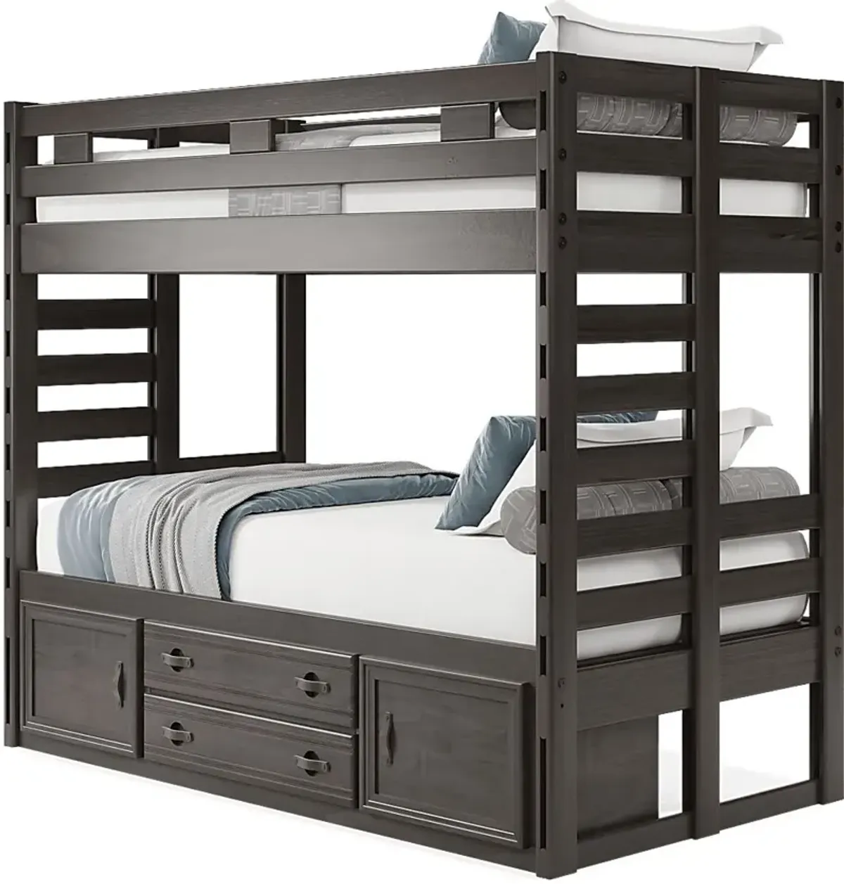 Kids Creekside 2.0 Charcoal Twin/Twin Bunk Bed with Storage Side Rail