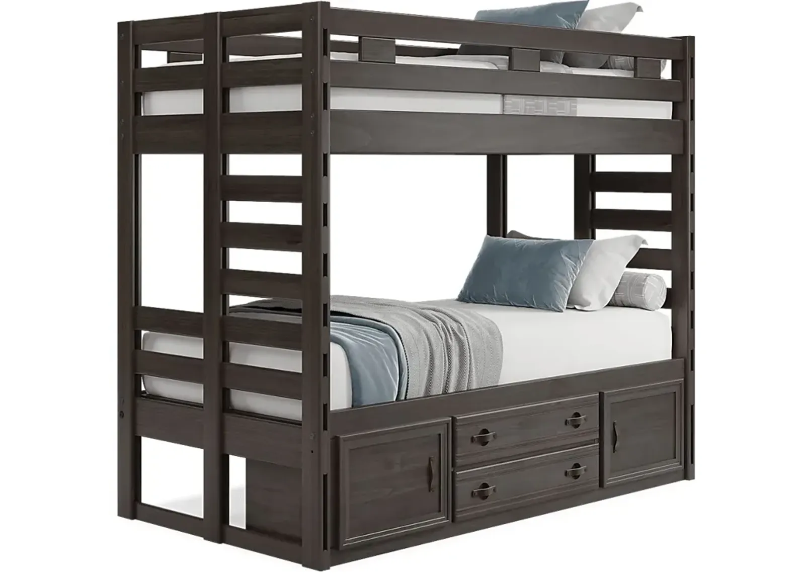 Kids Creekside 2.0 Charcoal Twin/Twin Bunk Bed with Storage Side Rail