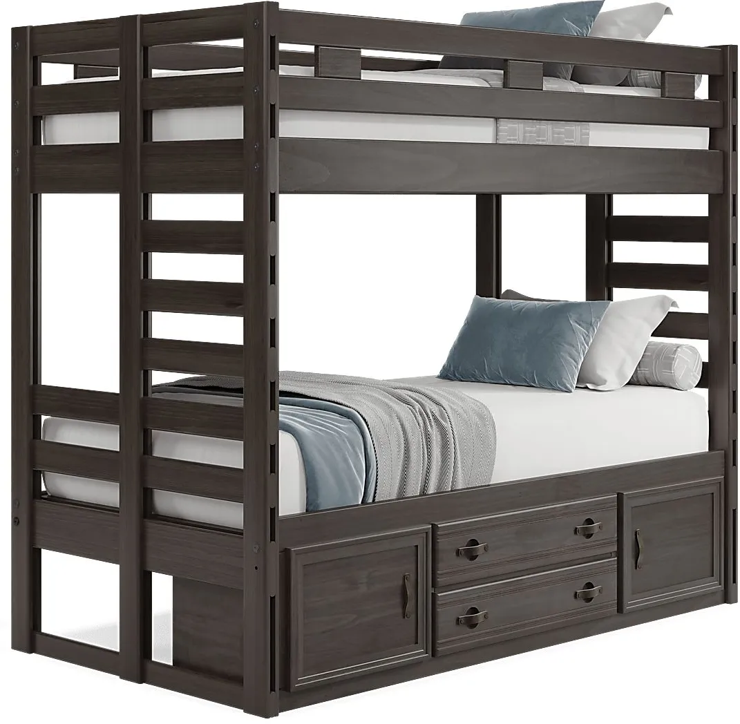 Kids Creekside 2.0 Charcoal Twin/Twin Bunk Bed with Storage Side Rail