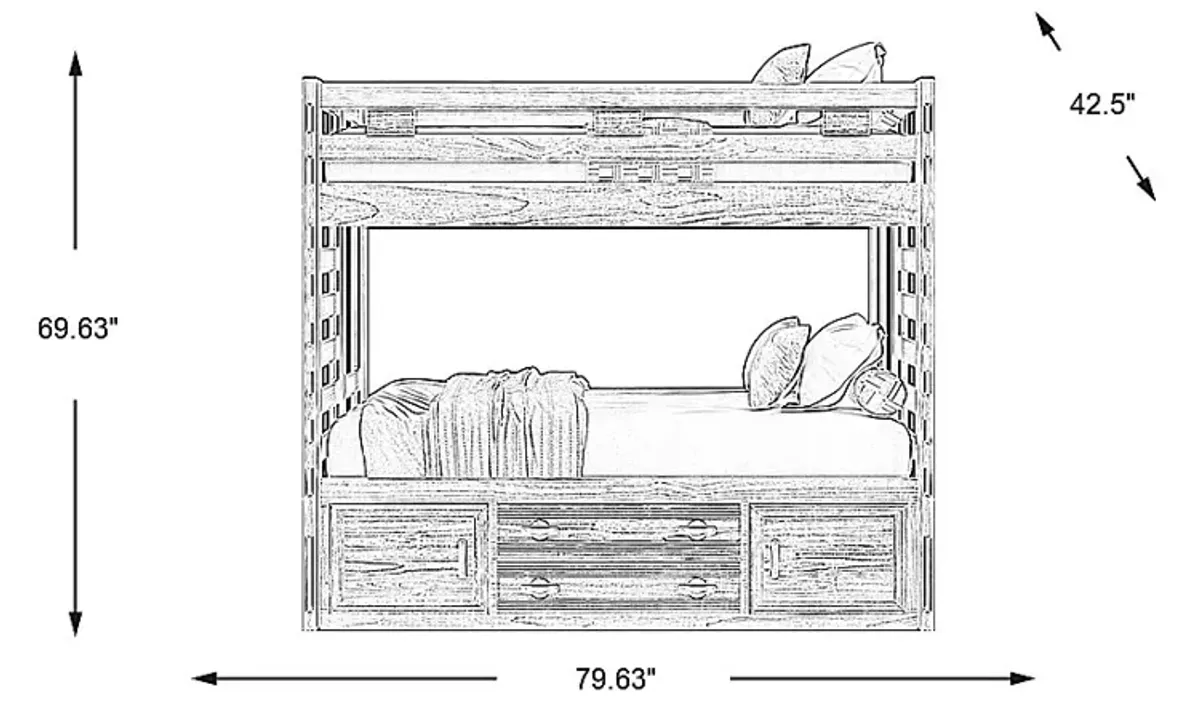 Kids Creekside 2.0 Chestnut Twin/Twin Bunk Bed with Storage Side Rail