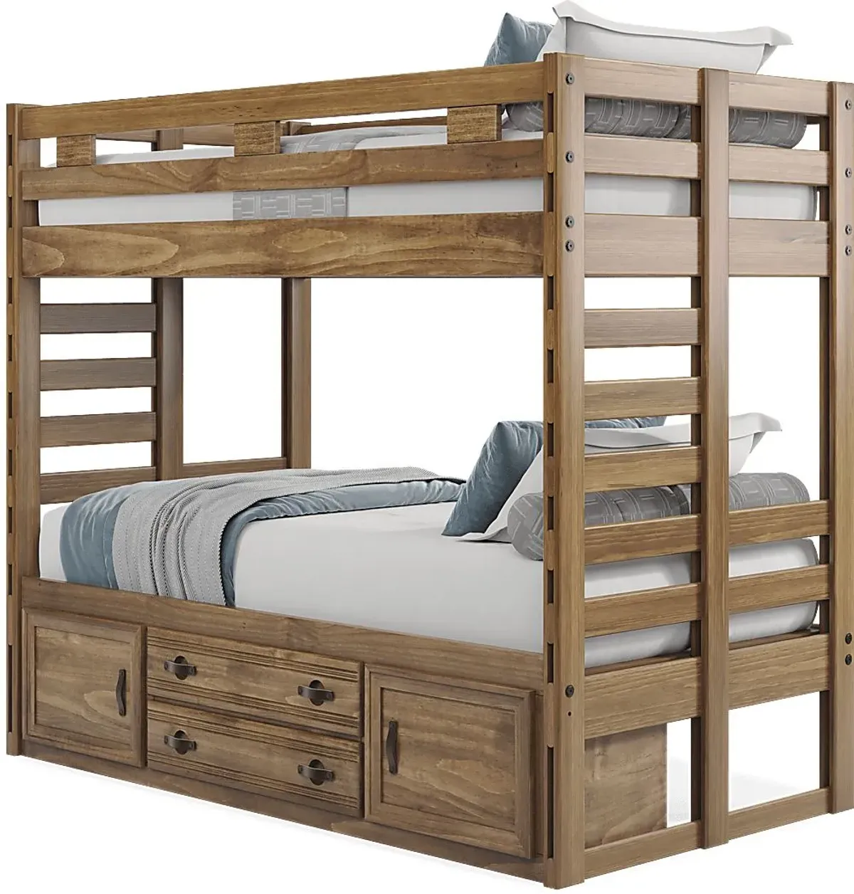 Kids Creekside 2.0 Chestnut Twin/Twin Bunk Bed with Storage Side Rail