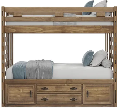 Kids Creekside 2.0 Chestnut Twin/Twin Bunk Bed with Storage Side Rail
