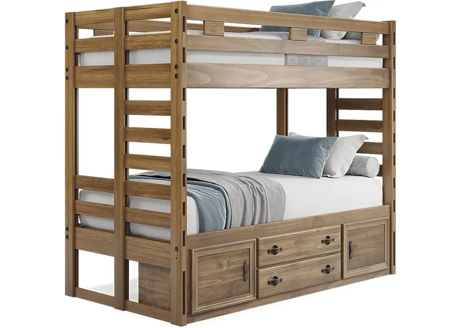 Kids Creekside 2.0 Chestnut Twin/Twin Bunk Bed with Storage Side Rail