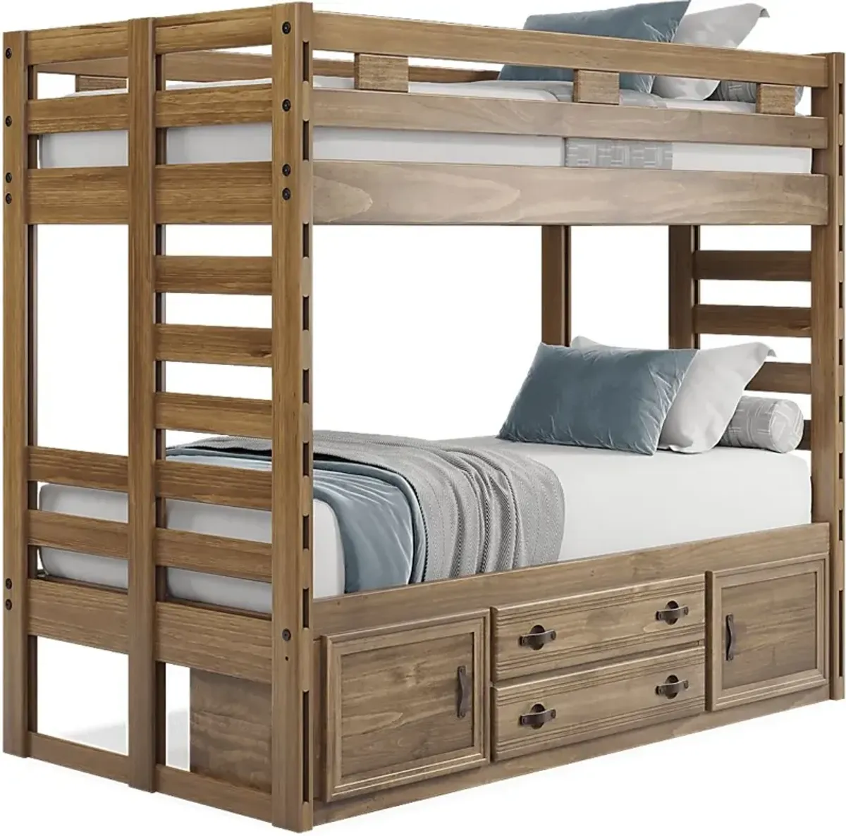 Kids Creekside 2.0 Chestnut Twin/Twin Bunk Bed with Storage Side Rail