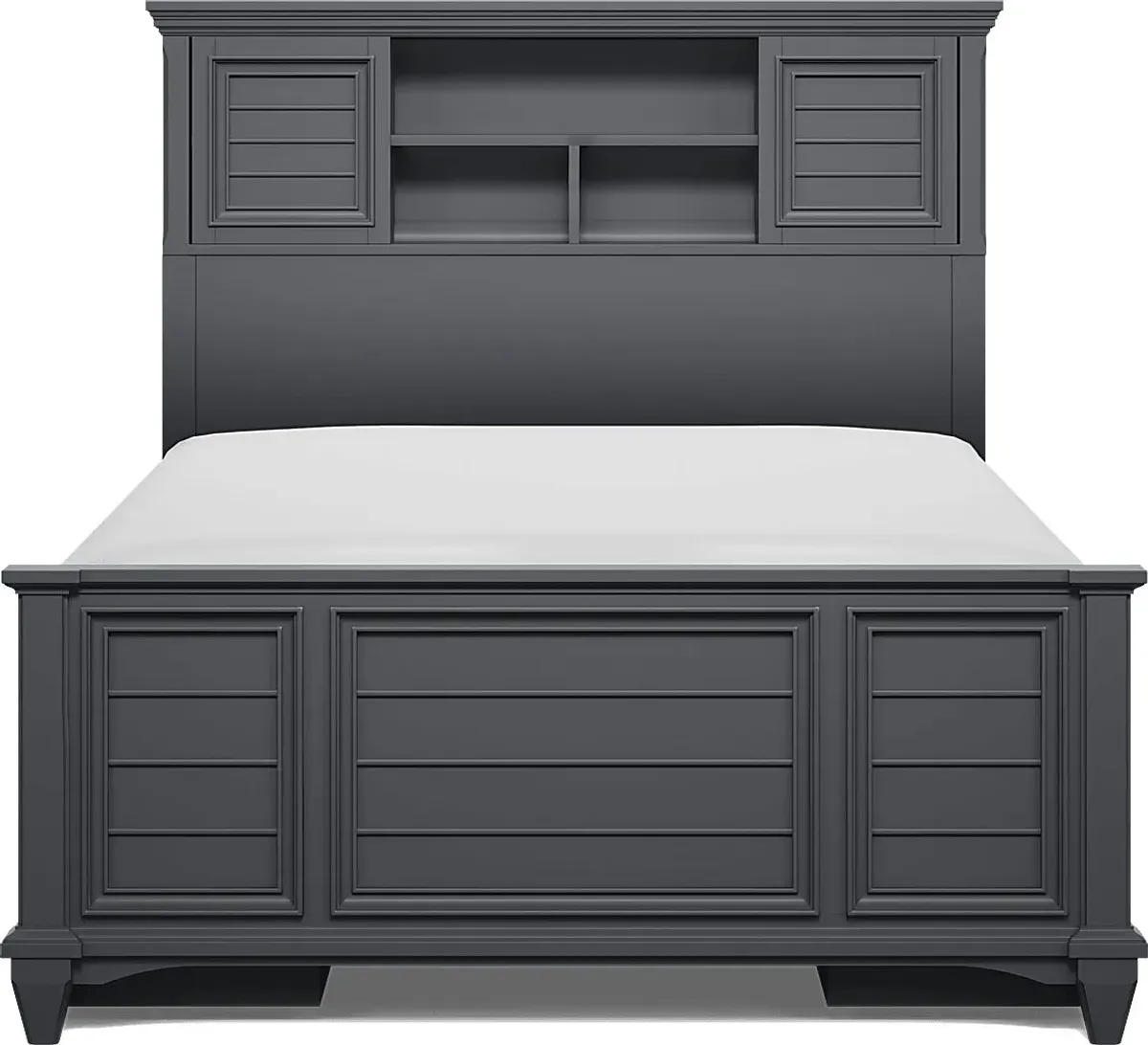 Kids Hilton Head Graphite Full Bookcase Bed with Storage Side Rails