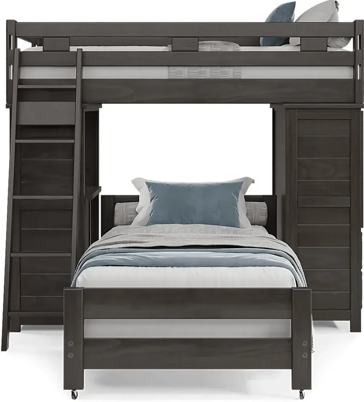 Kids Creekside 2.0 Charcoal Twin/Twin Loft with Loft Chest and Desk