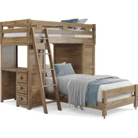 Kids Creekside 2.0 Chestnut Twin/Twin Loft with Loft Chest and Desk