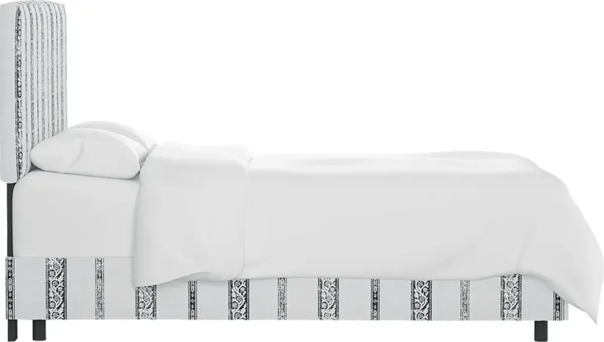 Kids Classical Notes White-Gray Full Upholstered Bed