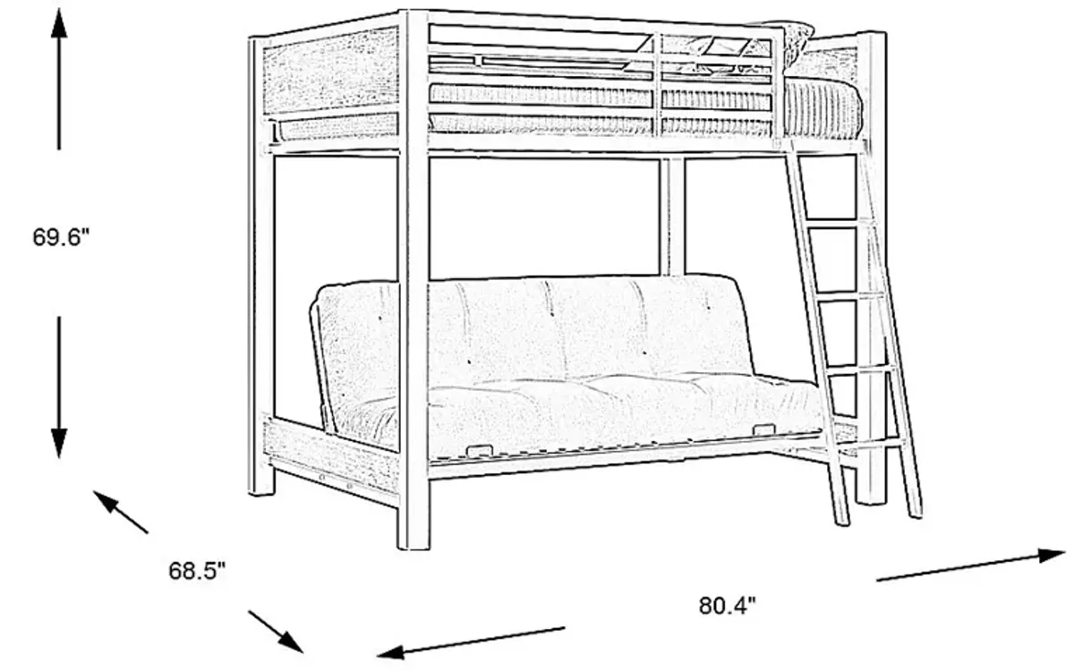 Kids Colefax Avenue Dark Gray Full/Futon Bunk Bed