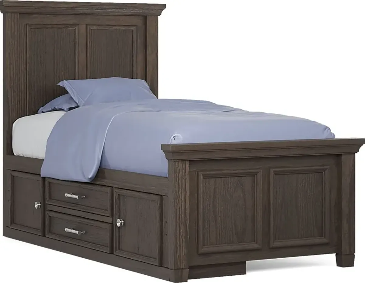 Kids Canyon Lake Java Twin Panel Bed with Storage Side Rail