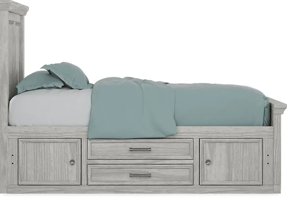 Kids Canyon Lake Ash Gray 3 Pc Twin Panel Bed with Storage Side Rail