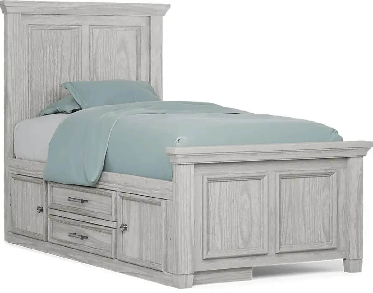 Kids Canyon Lake Ash Gray 3 Pc Twin Panel Bed with Storage Side Rail