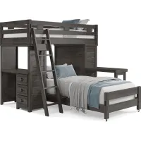 Kids Creekside 2.0 Charcoal Twin/Twin Loft with Loft Chest, Desk and Desk Attachment
