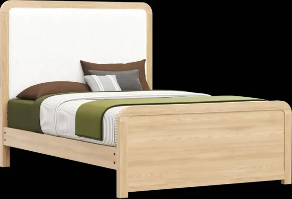 Kids Hidden Hills Light Oak Full Upholstered Panel Bed