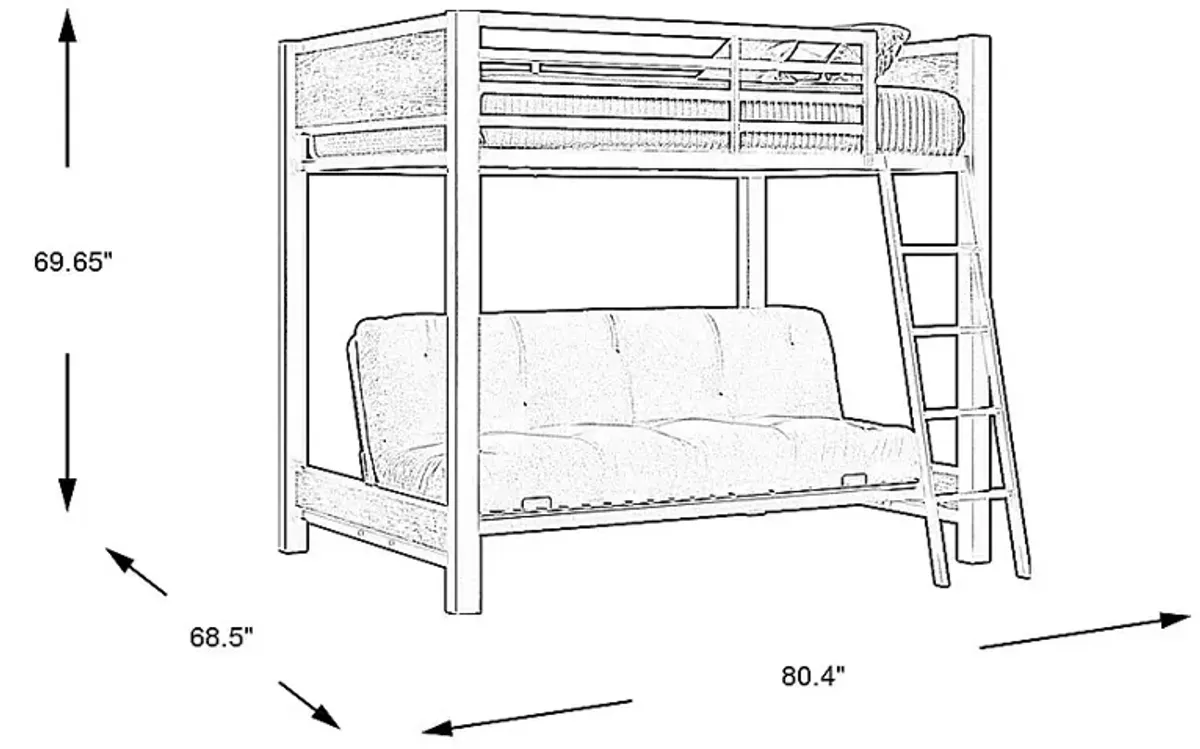 Kids Colefax Avenue Dark Gray Full/Futon Bunk Bed