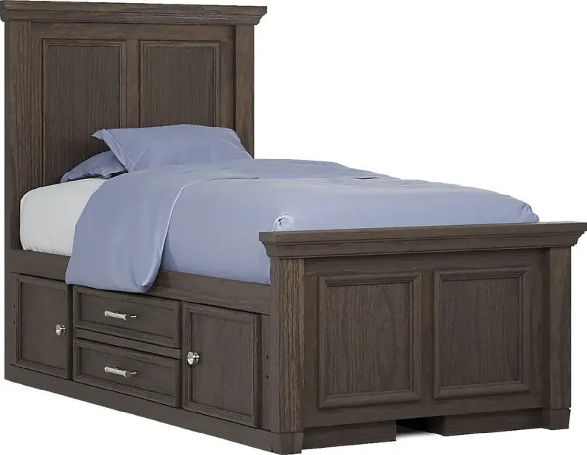 Kids Canyon Lake Java 3 Pc Twin Panel Bed with 2 Storage Side Rails