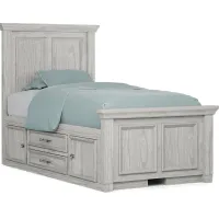 Kids Canyon Lake Ash Gray 3 Pc Twin Panel Bed with 2 Storage Side Rails