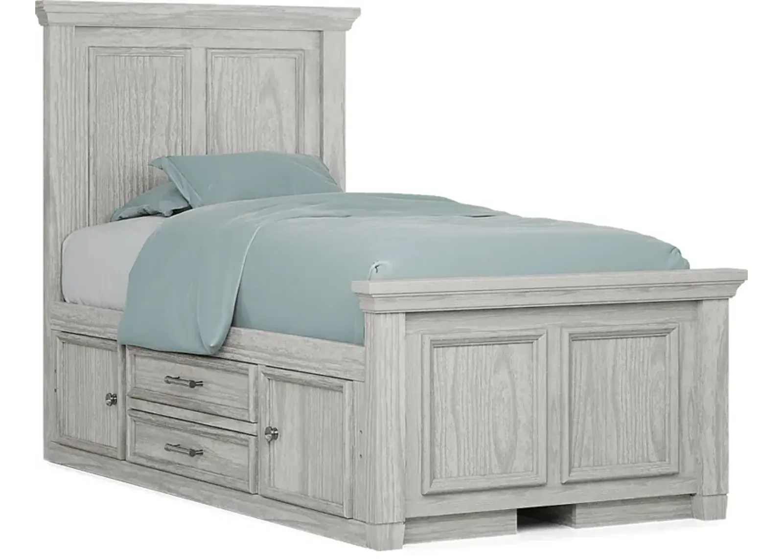 Kids Canyon Lake Ash Gray 3 Pc Twin Panel Bed with 2 Storage Side Rails