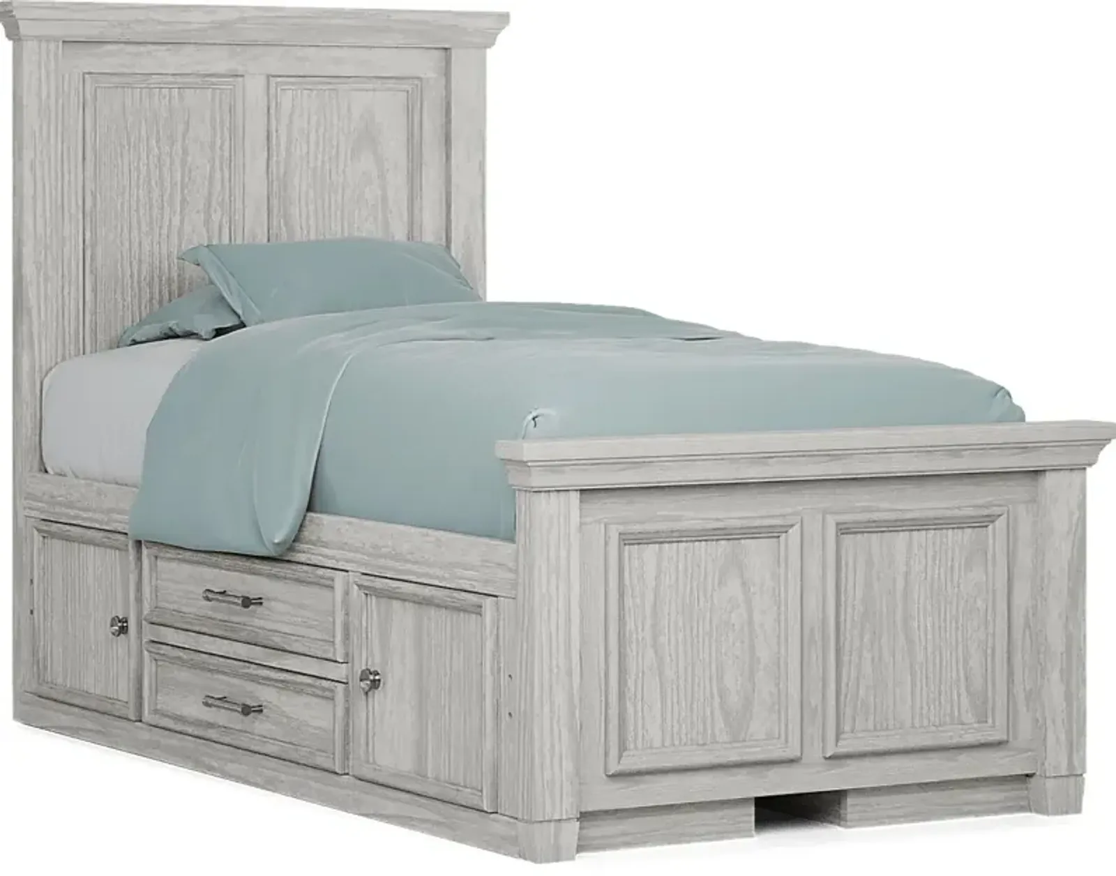 Kids Canyon Lake Ash Gray 3 Pc Twin Panel Bed with 2 Storage Side Rails