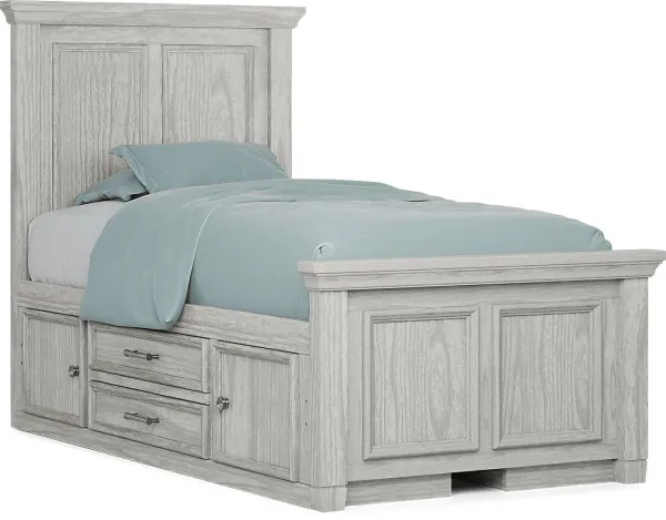 Kids Canyon Lake Ash Gray Twin Panel Bed with 2 Storage Side Rails