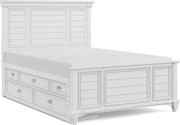 Kids Hilton Head White Full Panel Bed with Storage Side Rail