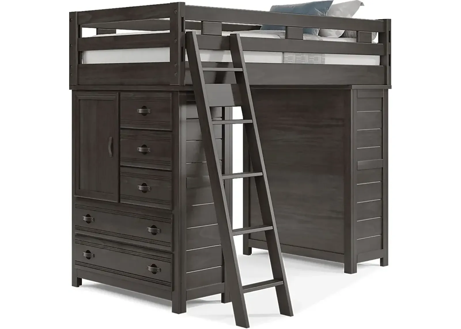 Kids Creekside 2.0 Charcoal Twin Loft with 2 Loft Chests