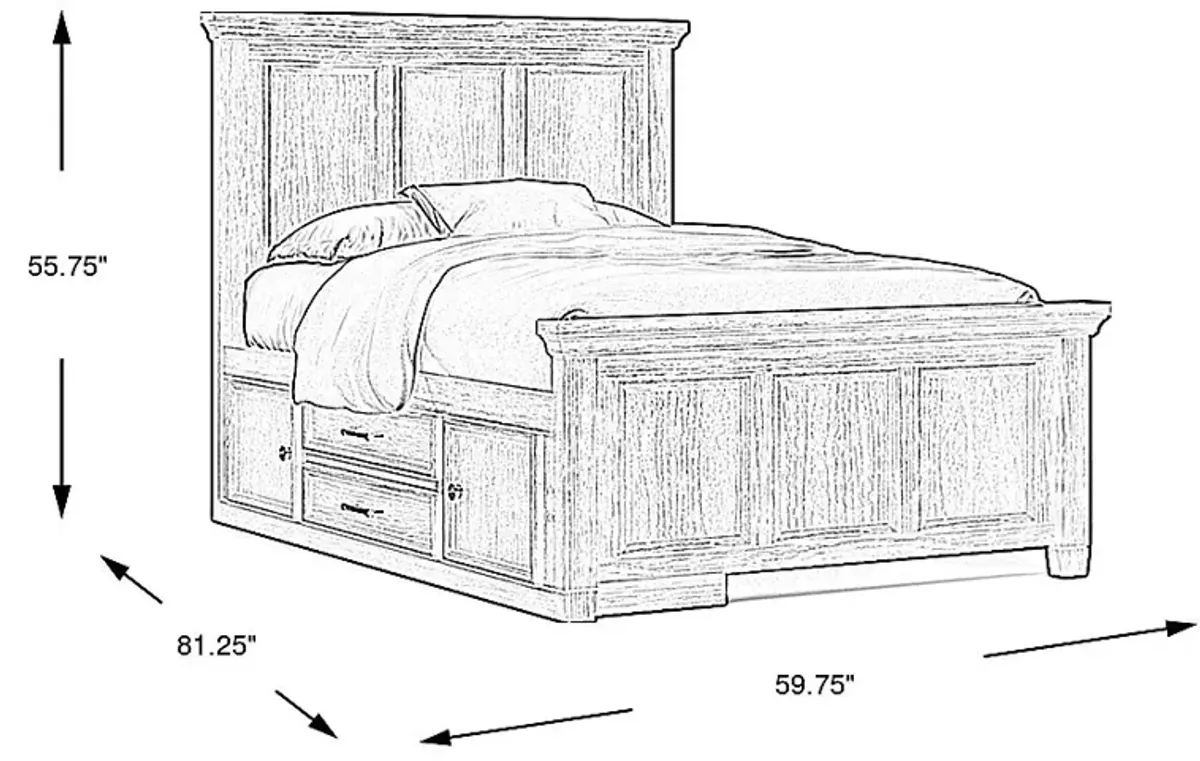 Kids Canyon Lake Java Full Panel Bed with Storage Side Rail